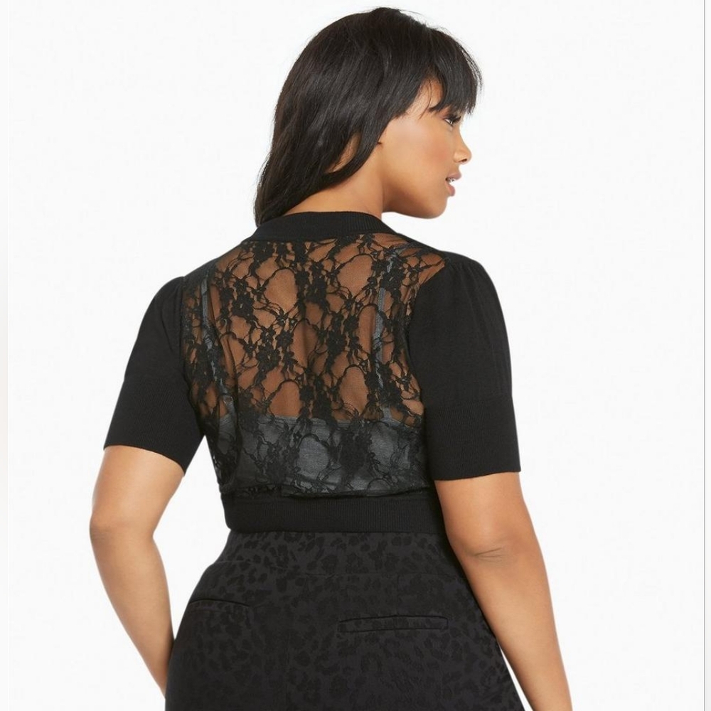 Torrid Lace Back Cropped Cardigan Shrug